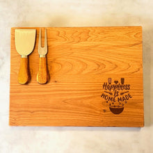 Load image into Gallery viewer, Personalized Engraved Wood Cutting Board, Wedding Housewarming Gift, Cheese Knives Set