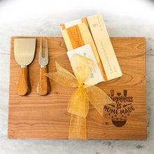 Load image into Gallery viewer, Personalized Engraved Wood Cutting Board, Wedding Housewarming Gift, Cheese Knives Set