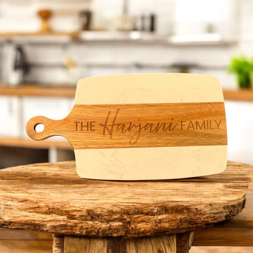 Engraved Acacia Wood & Marble Board